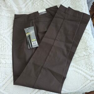 Slim-Sation Pull On Tummy Control Narrow‎ Leg Pants Brown Womens 4 NWT